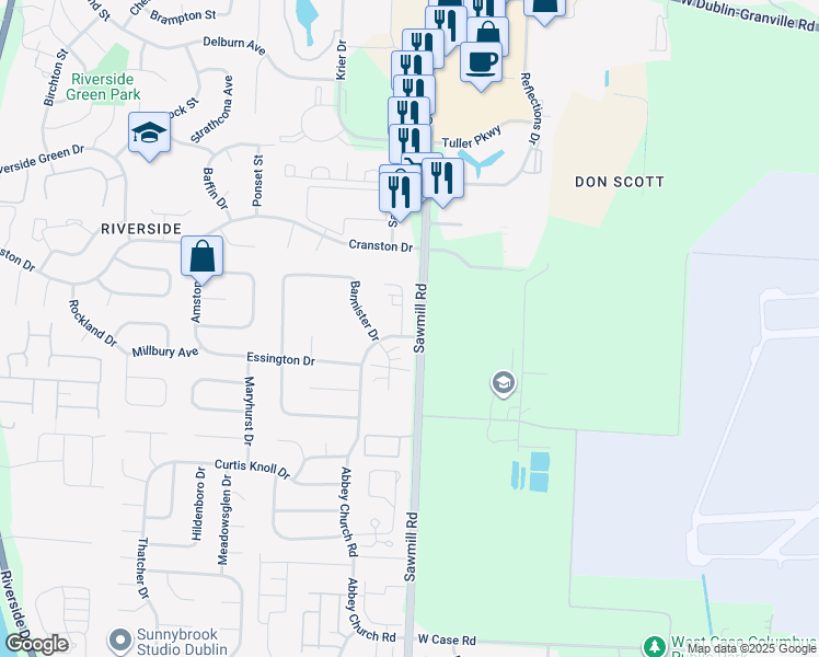 map of restaurants, bars, coffee shops, grocery stores, and more near 6274 Cherylbrook Lane in Dublin