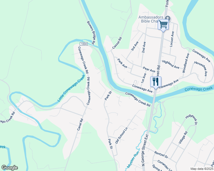 map of restaurants, bars, coffee shops, grocery stores, and more near 1705 Conewago Creek Rd in Manchester