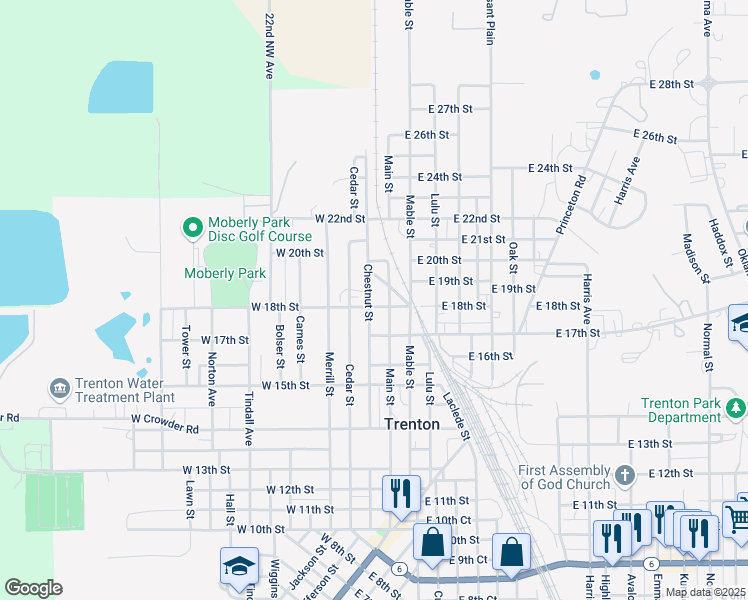 map of restaurants, bars, coffee shops, grocery stores, and more near 1806 Chestnut Street in Trenton