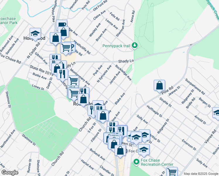 map of restaurants, bars, coffee shops, grocery stores, and more near 134 Jarrett Avenue in Rockledge