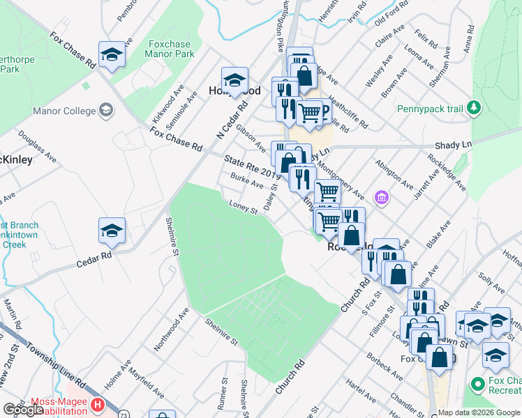 map of restaurants, bars, coffee shops, grocery stores, and more near 911 Loney Street in Rockledge