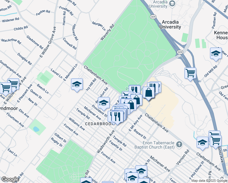 map of restaurants, bars, coffee shops, grocery stores, and more near 1630 McPherson Street in Philadelphia