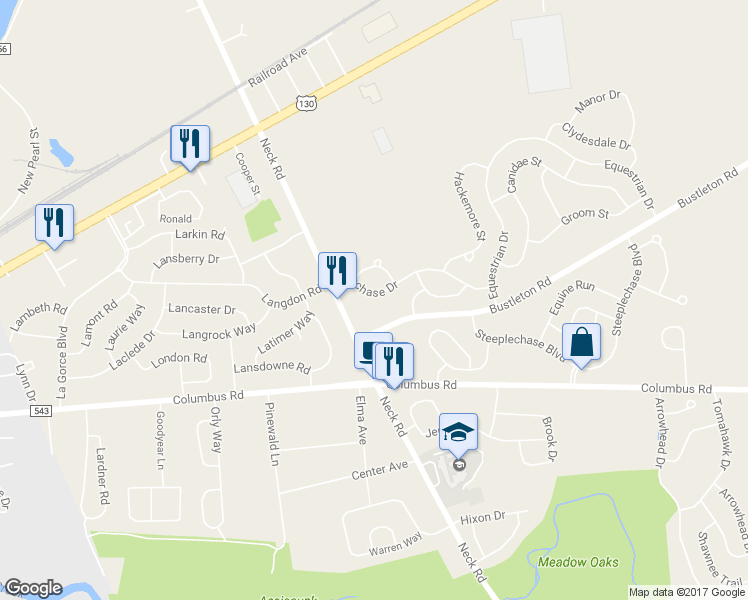 map of restaurants, bars, coffee shops, grocery stores, and more near 18 Foxchase Drive in Burlington