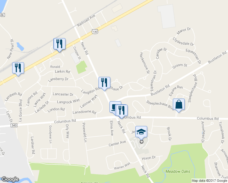 map of restaurants, bars, coffee shops, grocery stores, and more near 16 Foxchase Drive in Burlington