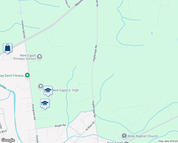 map of restaurants, bars, coffee shops, grocery stores, and more near 49 Highbridge Road in Plumsted Township