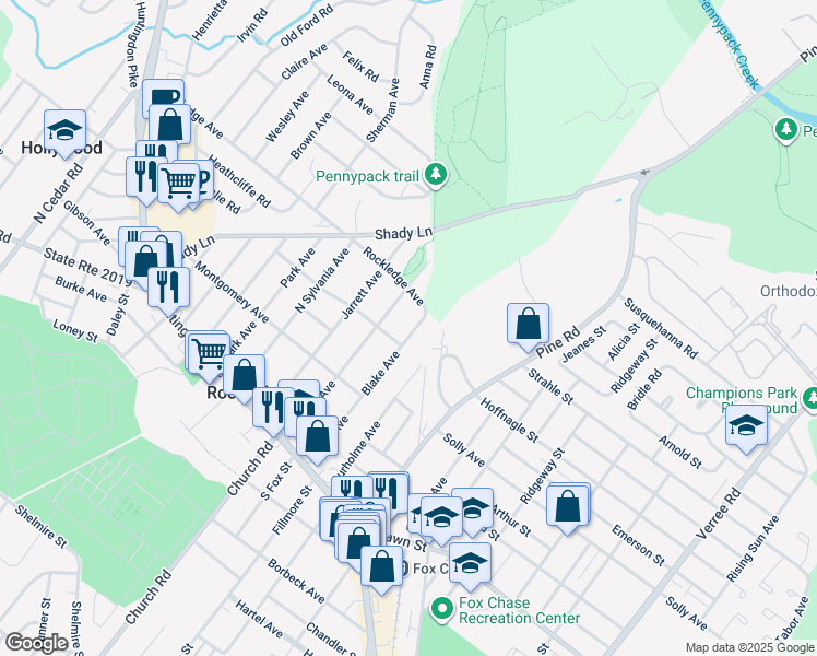 map of restaurants, bars, coffee shops, grocery stores, and more near 219 Blake Avenue in Rockledge