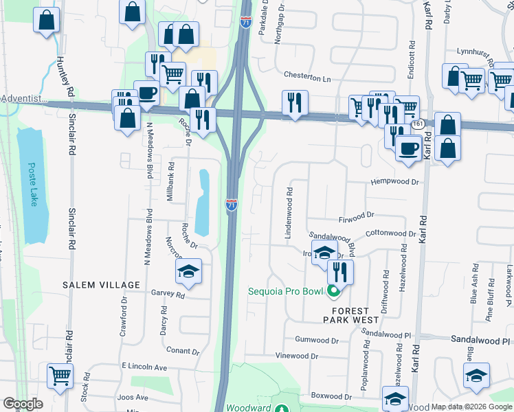 map of restaurants, bars, coffee shops, grocery stores, and more near 5734 Arborwood Court in Columbus