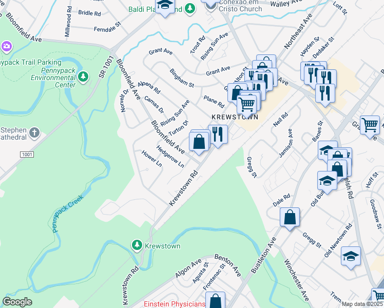 map of restaurants, bars, coffee shops, grocery stores, and more near 8901 Alton Street in Philadelphia