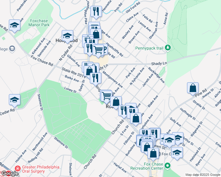 map of restaurants, bars, coffee shops, grocery stores, and more near 28 North Central Avenue in Rockledge