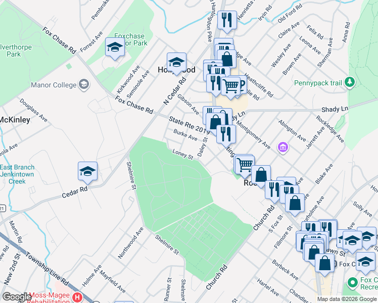 map of restaurants, bars, coffee shops, grocery stores, and more near 911 Loney Street in Rockledge