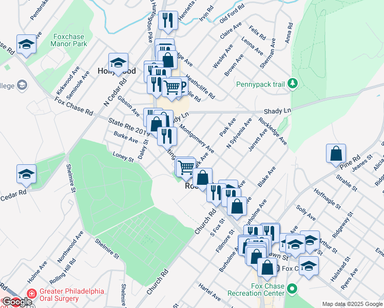 map of restaurants, bars, coffee shops, grocery stores, and more near 28 North Central Avenue in Rockledge