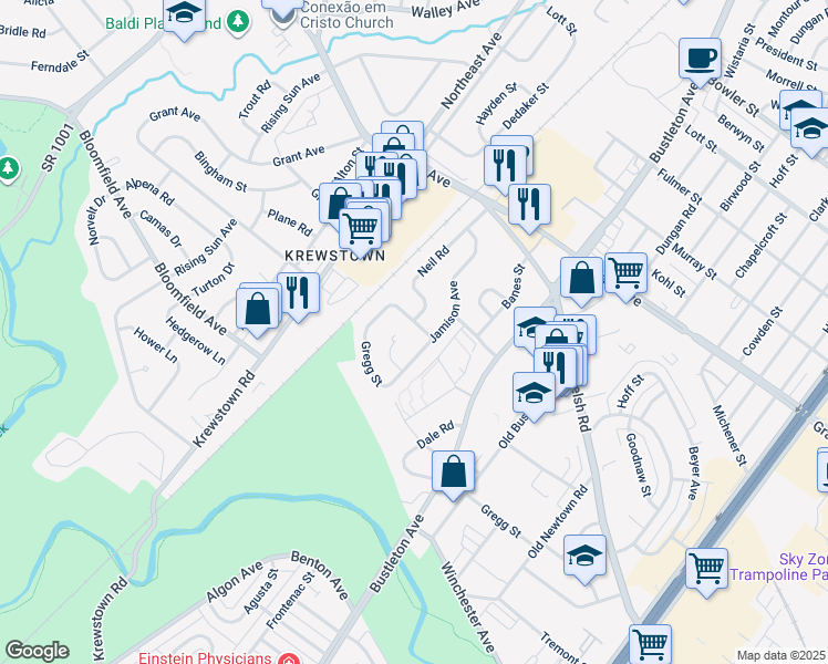 map of restaurants, bars, coffee shops, grocery stores, and more near 1560 Stoney Lane in Philadelphia