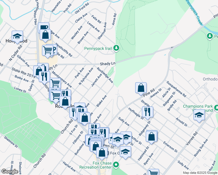map of restaurants, bars, coffee shops, grocery stores, and more near 219 Blake Avenue in Rockledge