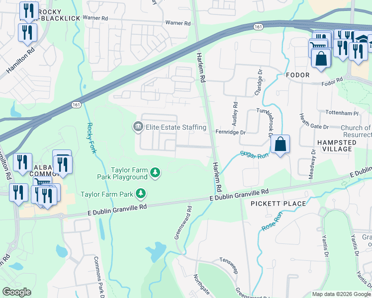 map of restaurants, bars, coffee shops, grocery stores, and more near 6841 Addenbrook Boulevard in New Albany