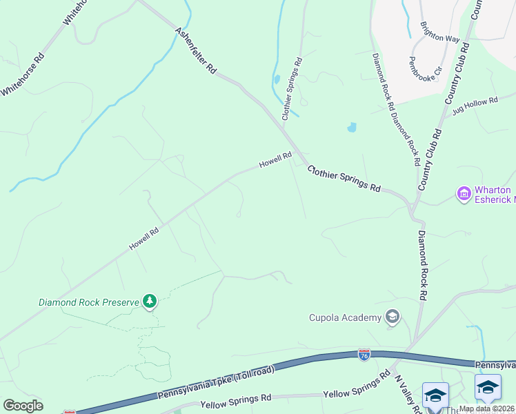 map of restaurants, bars, coffee shops, grocery stores, and more near 4219 Howell Road in Malvern