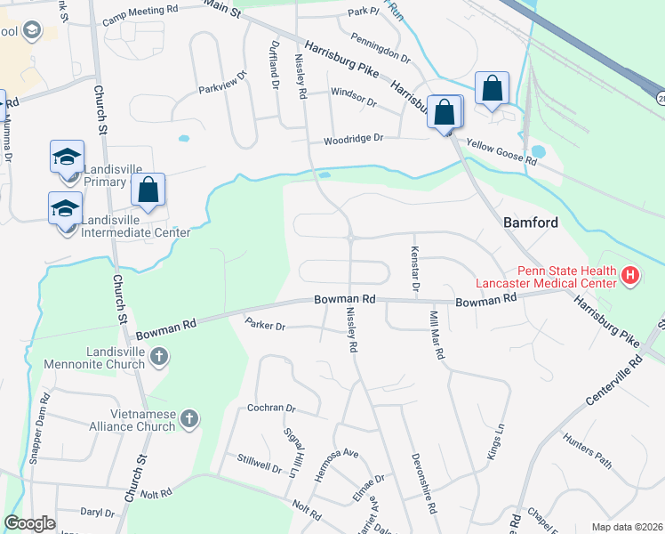 map of restaurants, bars, coffee shops, grocery stores, and more near 1571 Wheatfield Vista in Landisville