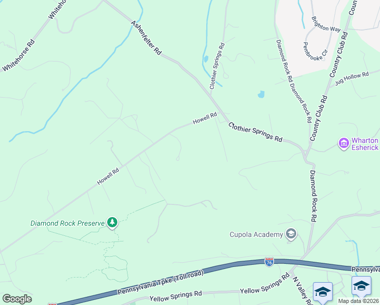 map of restaurants, bars, coffee shops, grocery stores, and more near 4219 Howell Road in Malvern