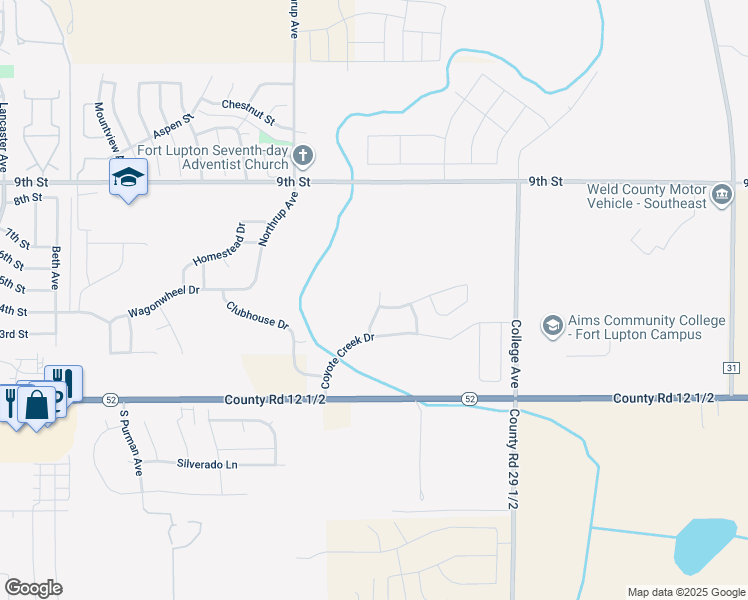 map of restaurants, bars, coffee shops, grocery stores, and more near 317 Mountain View Avenue in Fort Lupton