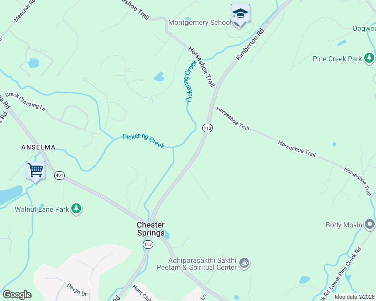 map of restaurants, bars, coffee shops, grocery stores, and more near 1001 Kimberton Road in Chester Springs