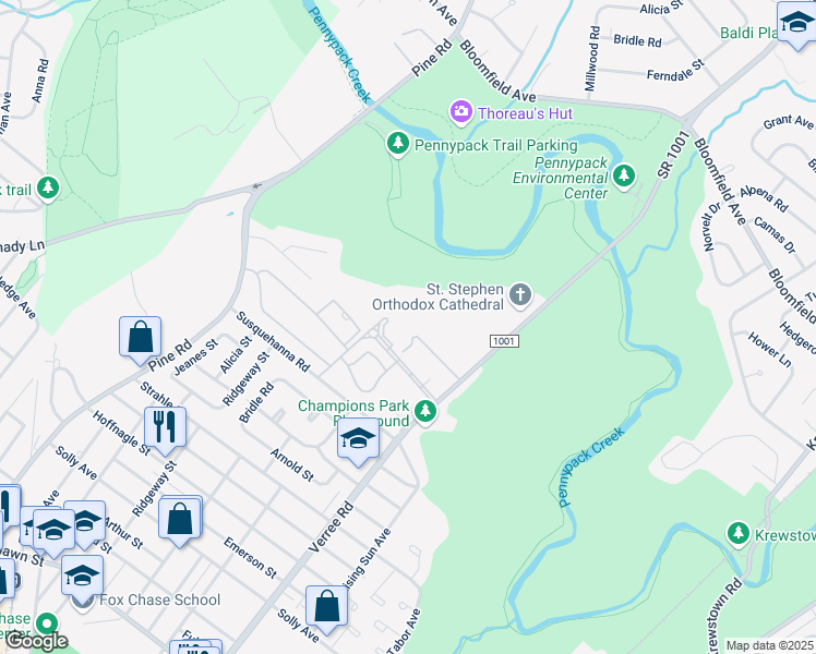 map of restaurants, bars, coffee shops, grocery stores, and more near 200 Ernest Way in Philadelphia