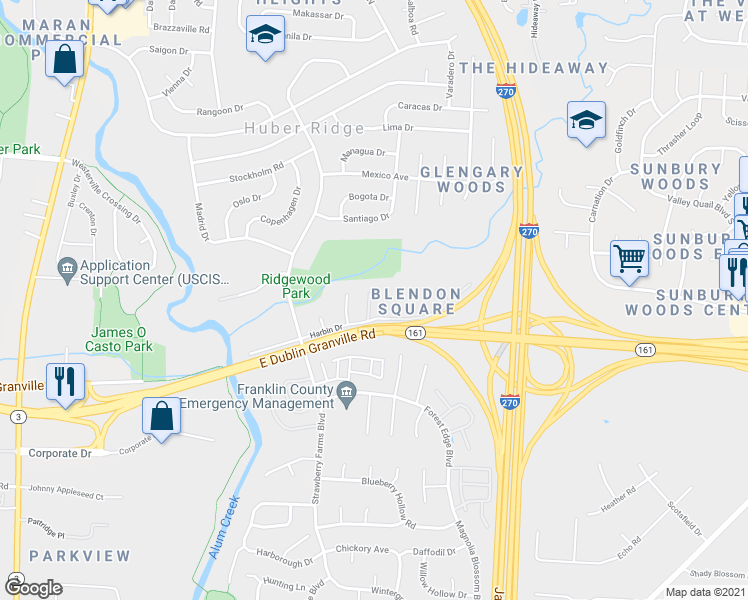 map of restaurants, bars, coffee shops, grocery stores, and more near 3680 East Dublin Granville Road in Westerville