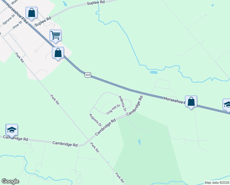 map of restaurants, bars, coffee shops, grocery stores, and more near 120 Augusta Drive in Honey Brook