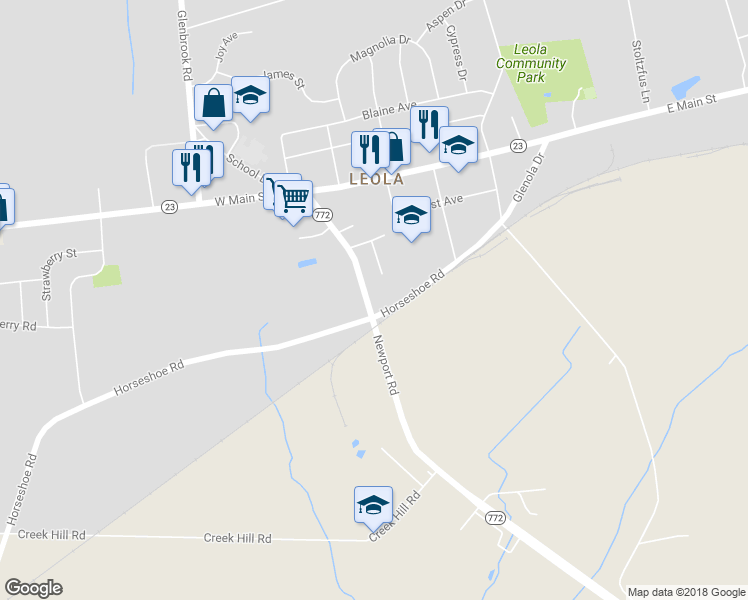 map of restaurants, bars, coffee shops, grocery stores, and more near 59 Newport Road in Leacock-Leola-Bareville