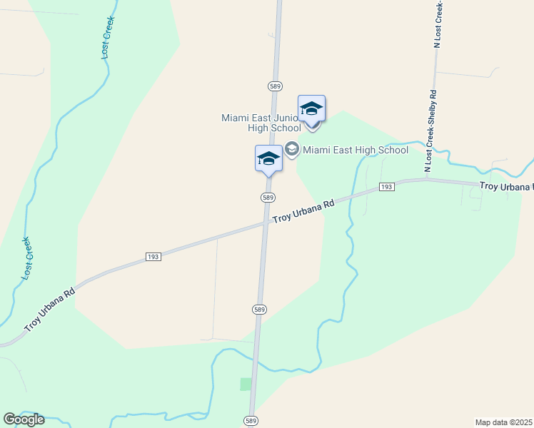 map of restaurants, bars, coffee shops, grocery stores, and more near 3825 Ohio 589 in Casstown