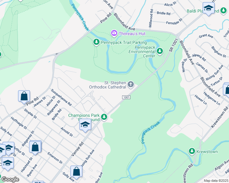 map of restaurants, bars, coffee shops, grocery stores, and more near 8560 Verree Road in Philadelphia