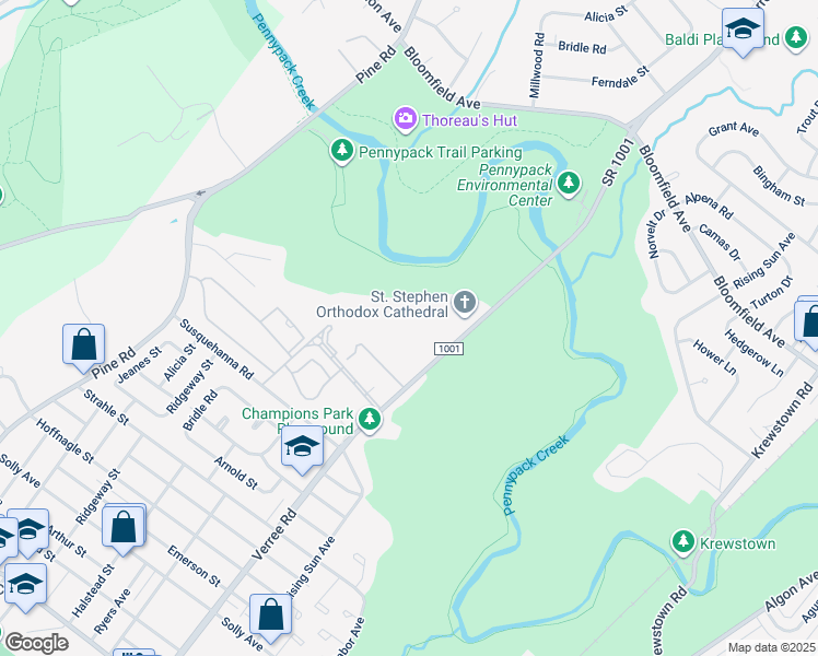 map of restaurants, bars, coffee shops, grocery stores, and more near 8560 Verree Road in Philadelphia