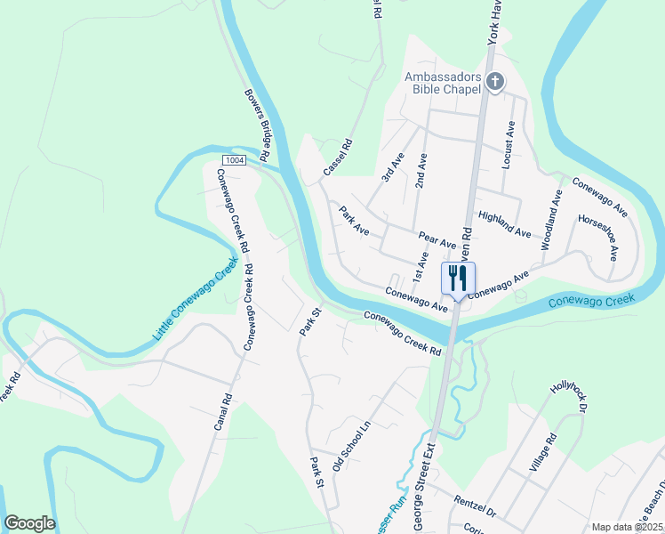 map of restaurants, bars, coffee shops, grocery stores, and more near 1510 Conewago Avenue in Manchester
