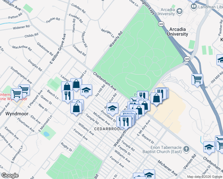map of restaurants, bars, coffee shops, grocery stores, and more near in Philadelphia