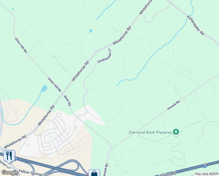map of restaurants, bars, coffee shops, grocery stores, and more near 4 Great Woods Lane in Malvern
