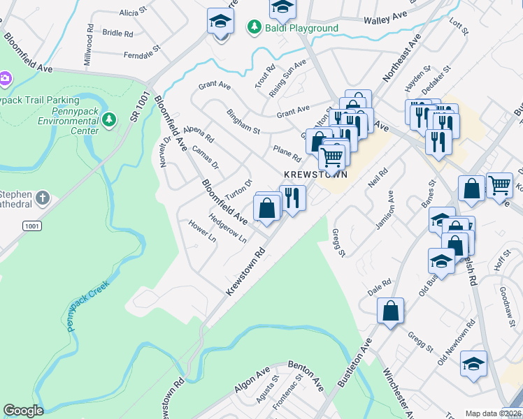 map of restaurants, bars, coffee shops, grocery stores, and more near 8939 Alton Street in Philadelphia