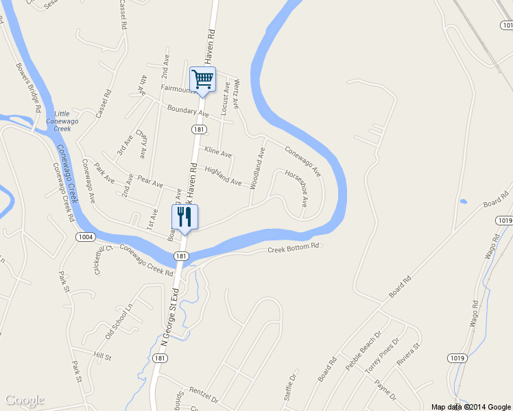 map of restaurants, bars, coffee shops, grocery stores, and more near 1190 Conewago Ave in Manchester