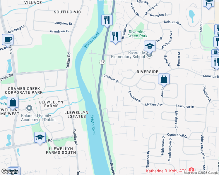 map of restaurants, bars, coffee shops, grocery stores, and more near 6384 Chippenhook Court in Dublin