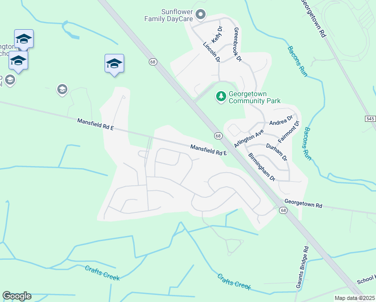 map of restaurants, bars, coffee shops, grocery stores, and more near 43 Barbary Lane in Mansfield