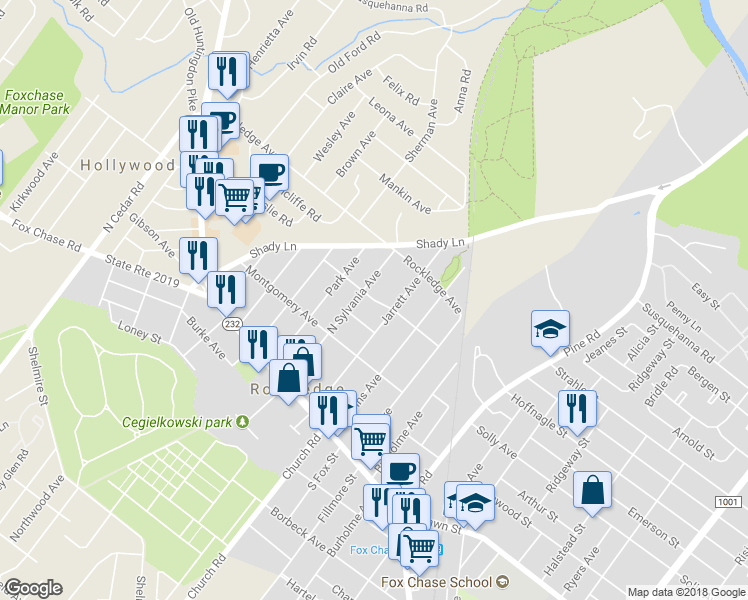 map of restaurants, bars, coffee shops, grocery stores, and more near 305 Abington Avenue in Rockledge