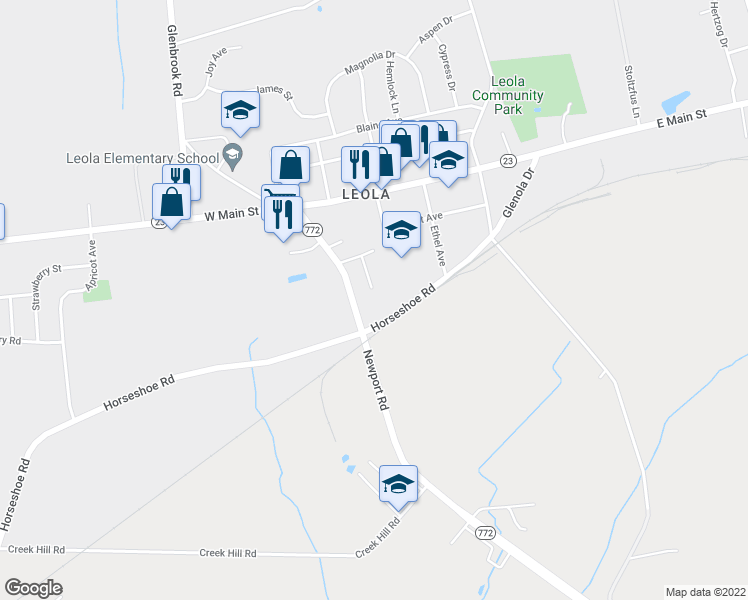map of restaurants, bars, coffee shops, grocery stores, and more near 69 Chickadee Circle in Leacock-Leola-Bareville