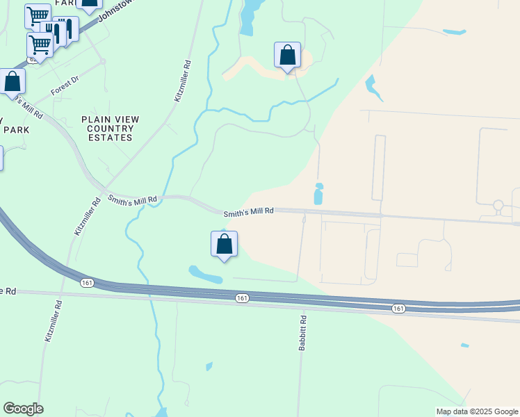 map of restaurants, bars, coffee shops, grocery stores, and more near Smith's Mill Road in New Albany
