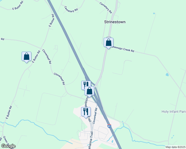 map of restaurants, bars, coffee shops, grocery stores, and more near 5430 North Susquehanna Trail in York