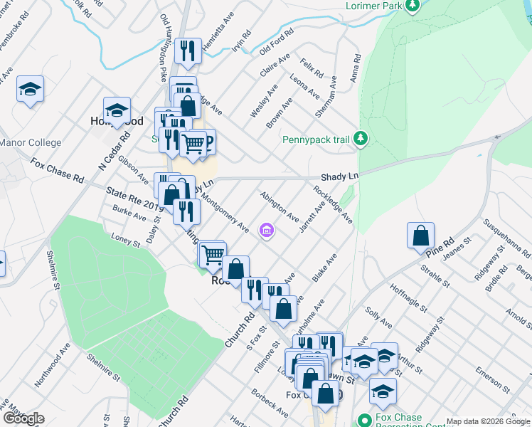 map of restaurants, bars, coffee shops, grocery stores, and more near 127 Park Avenue in Rockledge