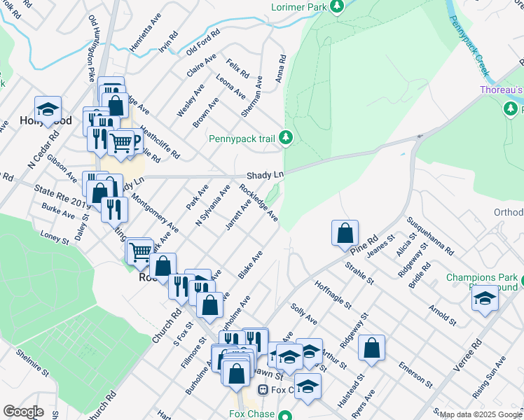 map of restaurants, bars, coffee shops, grocery stores, and more near 210 Rockledge Avenue in Rockledge