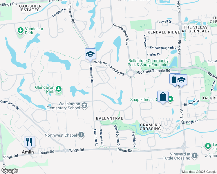 map of restaurants, bars, coffee shops, grocery stores, and more near 5730 Liscarroll Place in Dublin