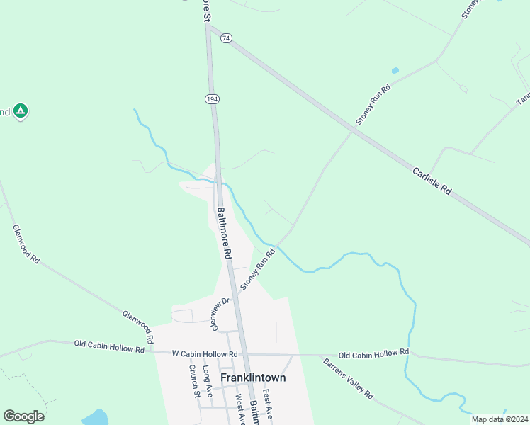 map of restaurants, bars, coffee shops, grocery stores, and more near 35 Stoney Run Road in Dillsburg