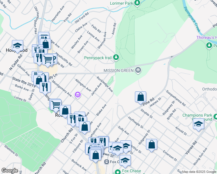 map of restaurants, bars, coffee shops, grocery stores, and more near 300 Robbins Avenue in Rockledge