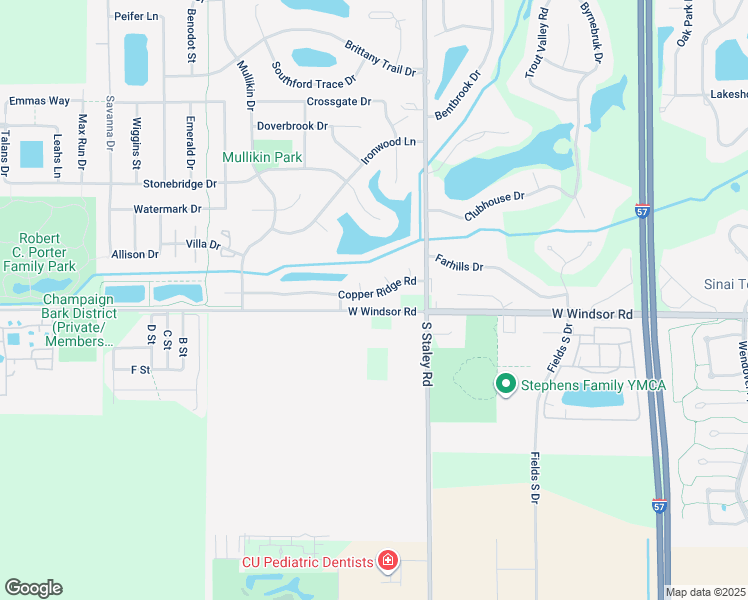 map of restaurants, bars, coffee shops, grocery stores, and more near 4401 Copper Ridge Road in Champaign