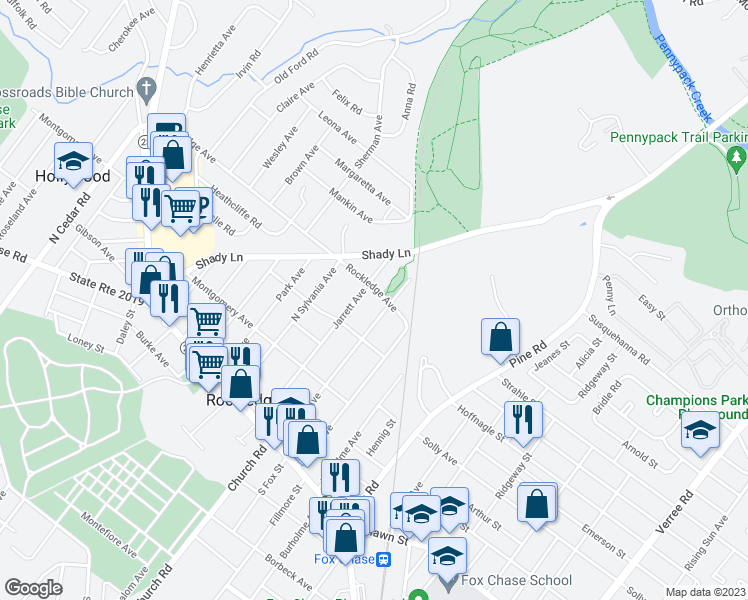 map of restaurants, bars, coffee shops, grocery stores, and more near 210 Rockledge Avenue in Rockledge