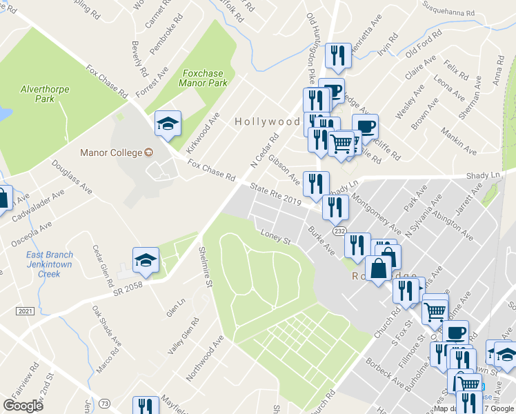 map of restaurants, bars, coffee shops, grocery stores, and more near 1016 Burke Avenue in Rockledge