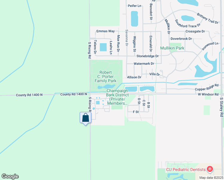 map of restaurants, bars, coffee shops, grocery stores, and more near 2310 South Rising Road in Champaign